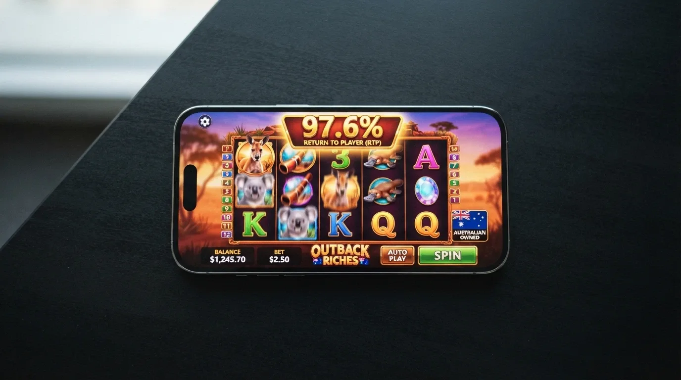 A smartphone screen displaying a 1spin4win slot game with the RTP figure highlighted