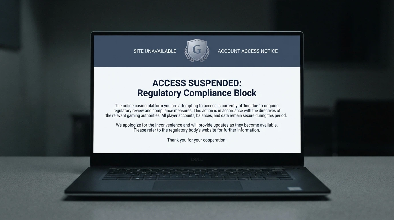 A browser window displaying the standard ACMA site-blocked notice against a muted background, with the ACMA logo visible