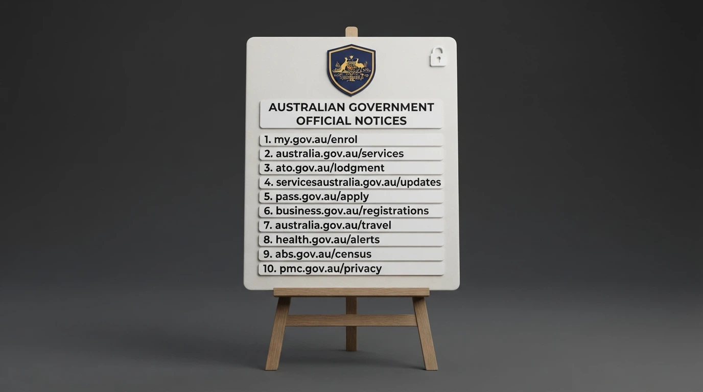 A government-style document or notice on a screen with the ACMA logo and a list of blocked gambling website URLs