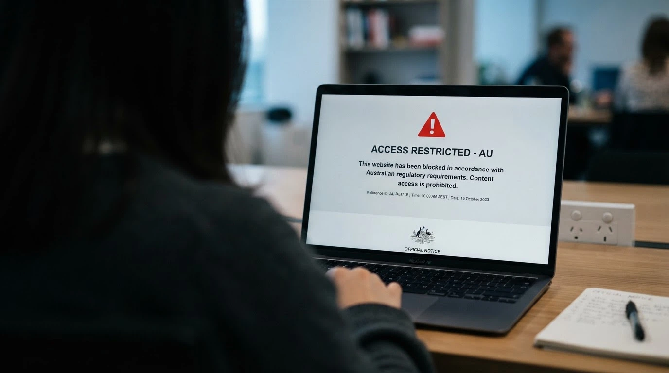 A government-style document or warning sign referencing the Interactive Gambling Act 2001