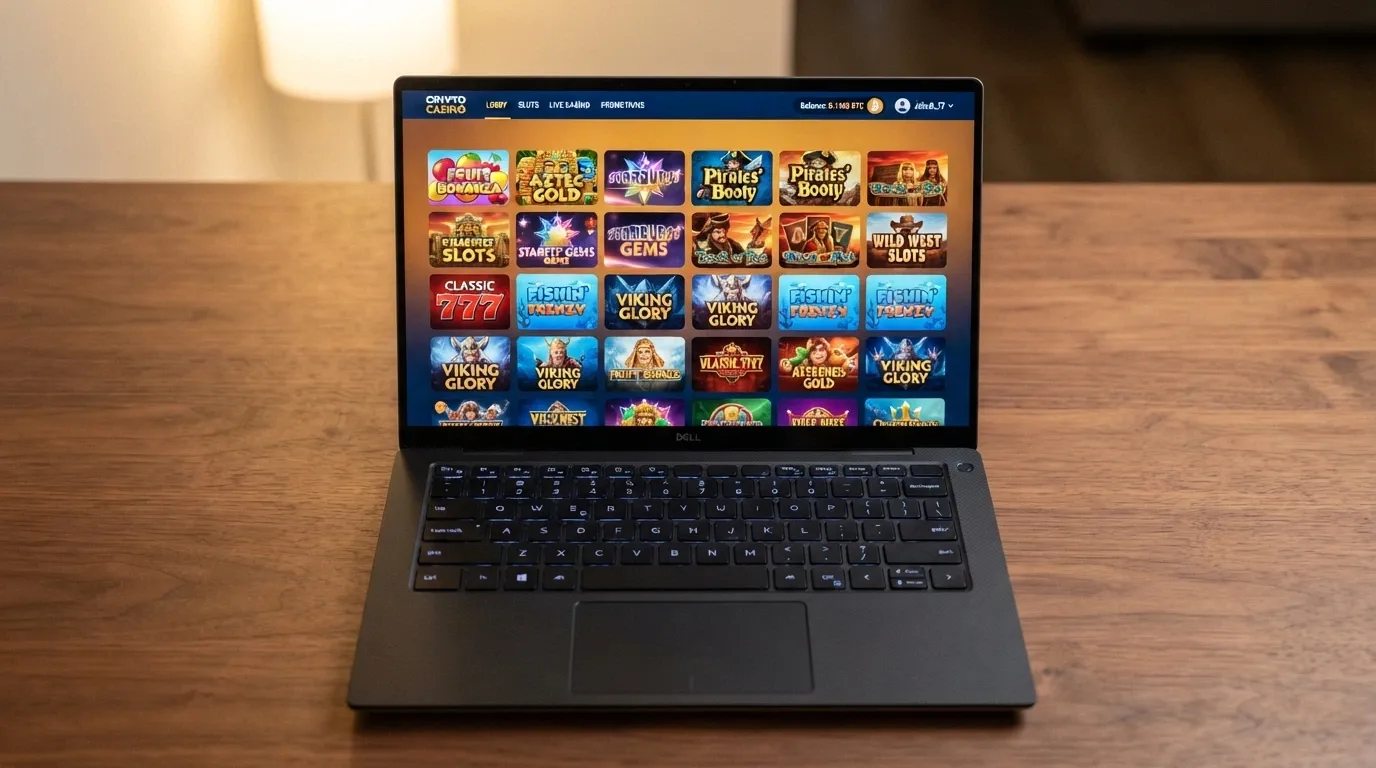 A colourful grid of slot thumbnails inside a casino game lobby with a BCH balance displayed in the top-right corner