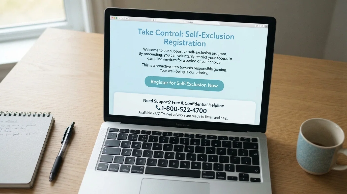The BetStop.gov.au homepage with the National Self-Exclusion Register registration button visible
