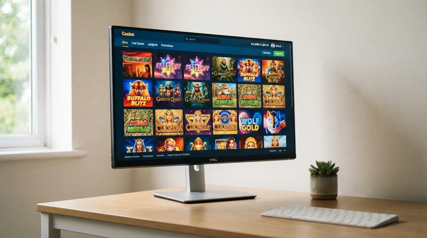 A desktop view of multiple casino lobby screens showing Betsoft game thumbnails arranged in a grid