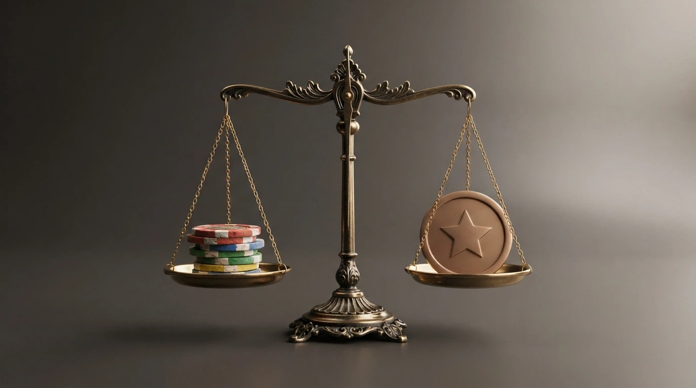A balanced scale with Ethereum coins on one side and an Australian consumer-protection shield on the other, the scales tipping neither way