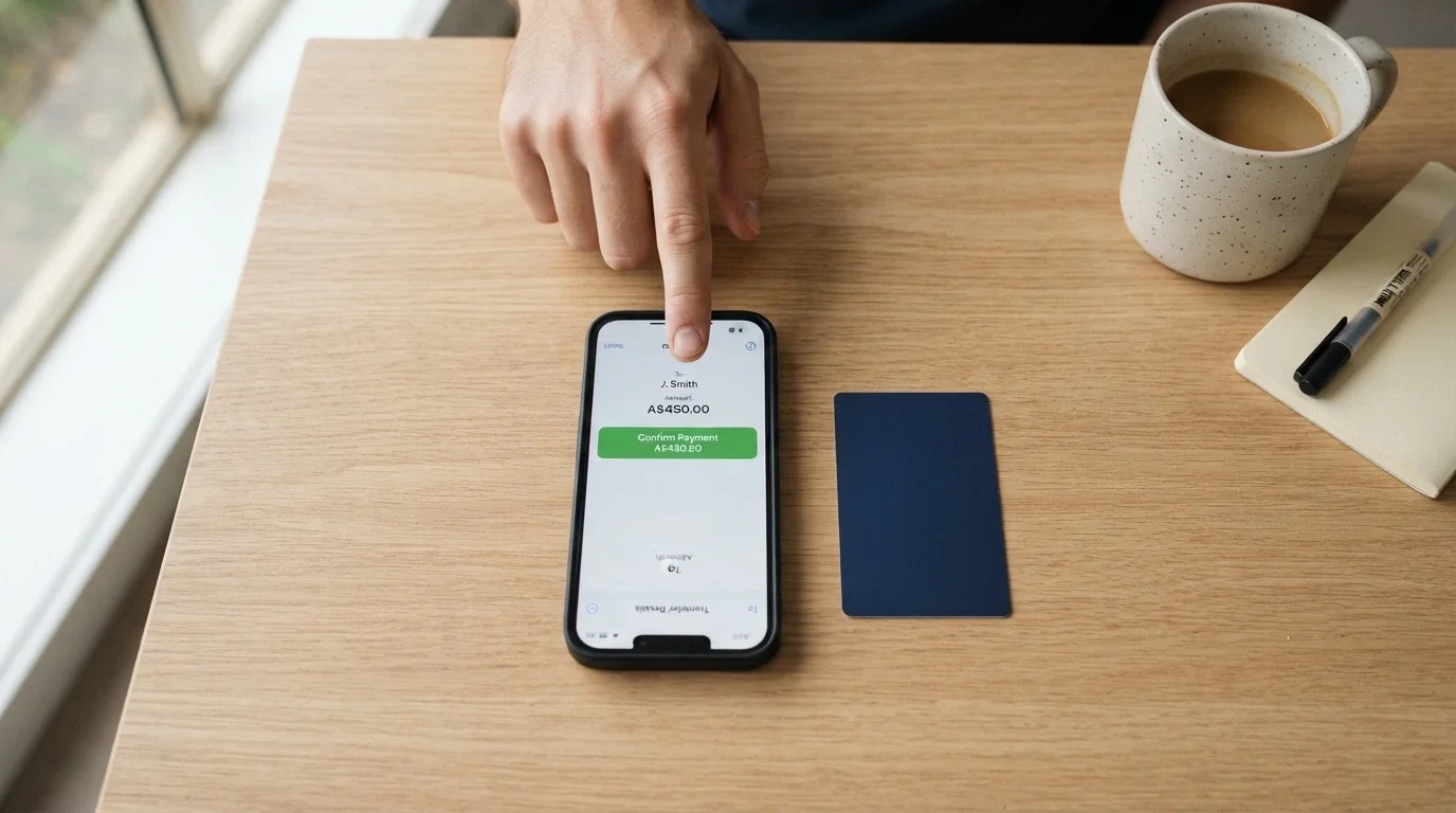 A smartphone screen showing an Australian banking app with the PayID transfer interface