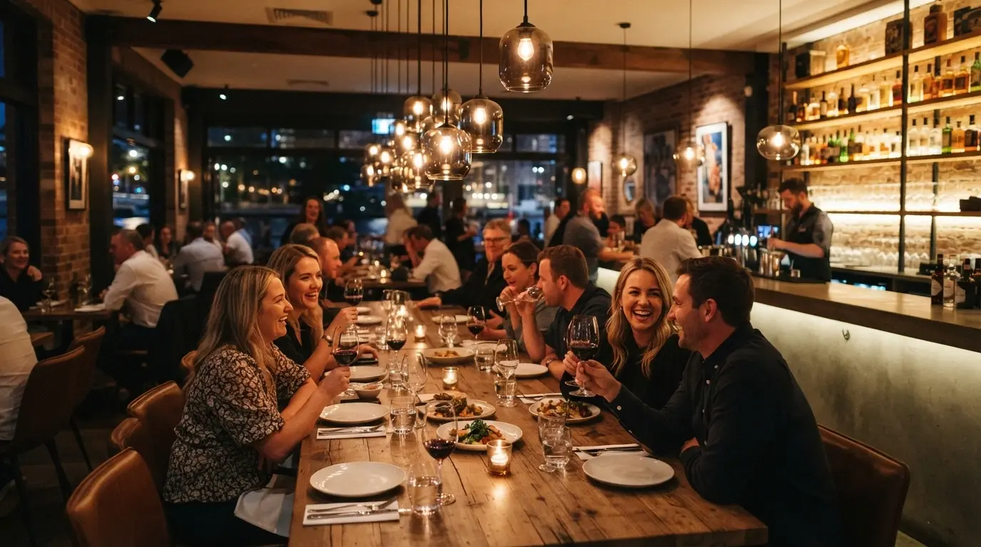 Restaurant and bar interior at the Queen's Wharf dining precinct