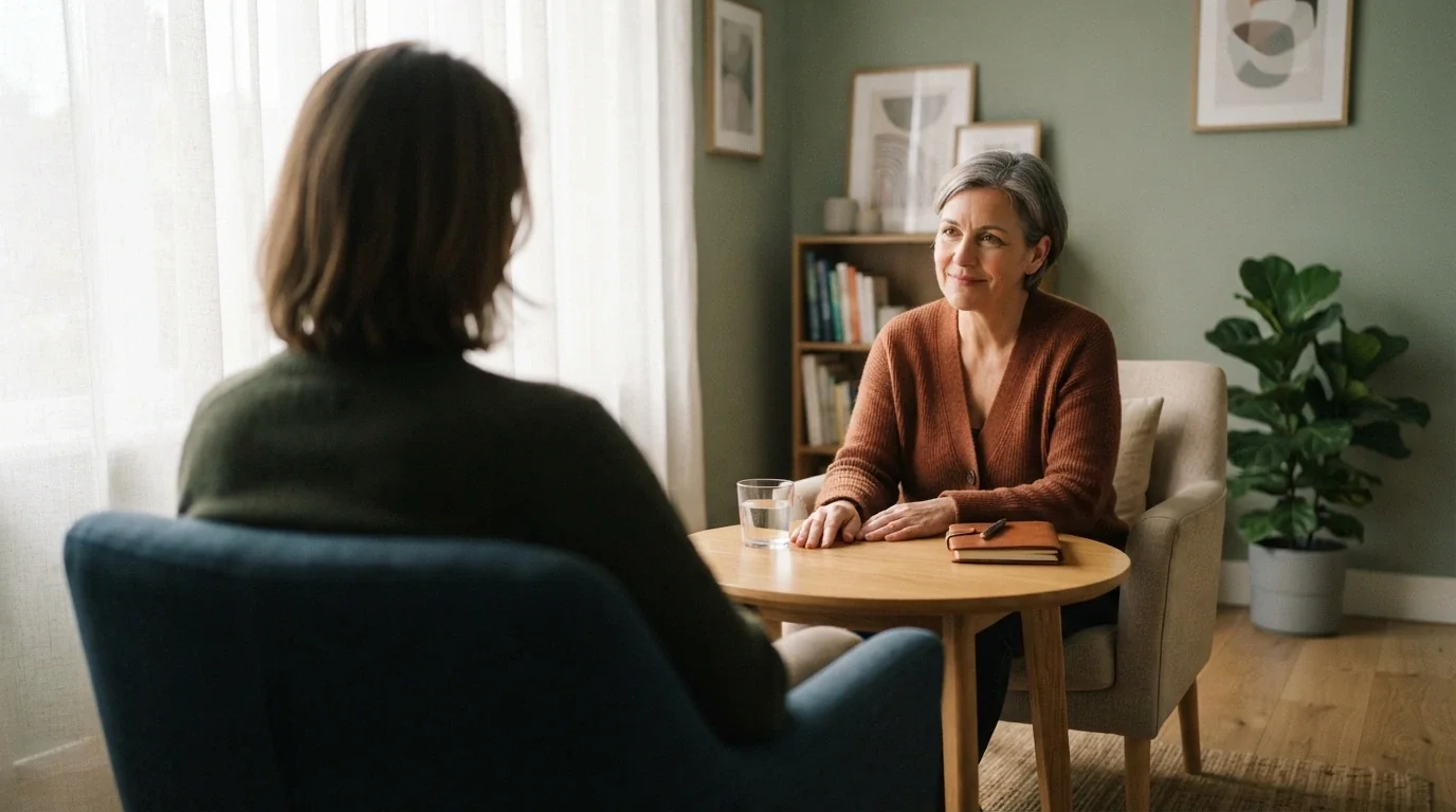 A person speaking with a gambling support counsellor or helpline phone