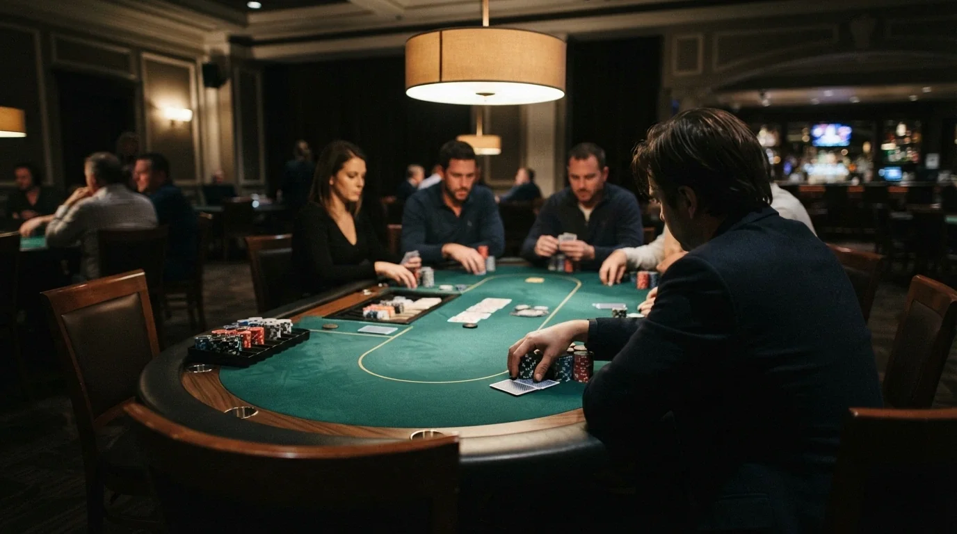 Poker tables with players in action at The Star Brisbane poker room